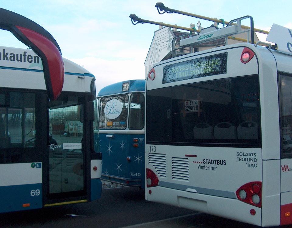 Winterthur trolleybus in Zürich at Hardau depot